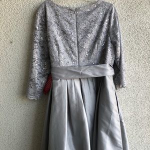 jessica howard lace and taffeta surplice ball gown